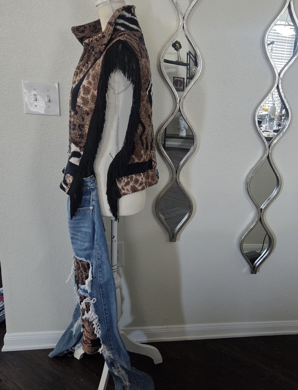 Frayed Patchwork Jeans Set - Picture 3 of 4